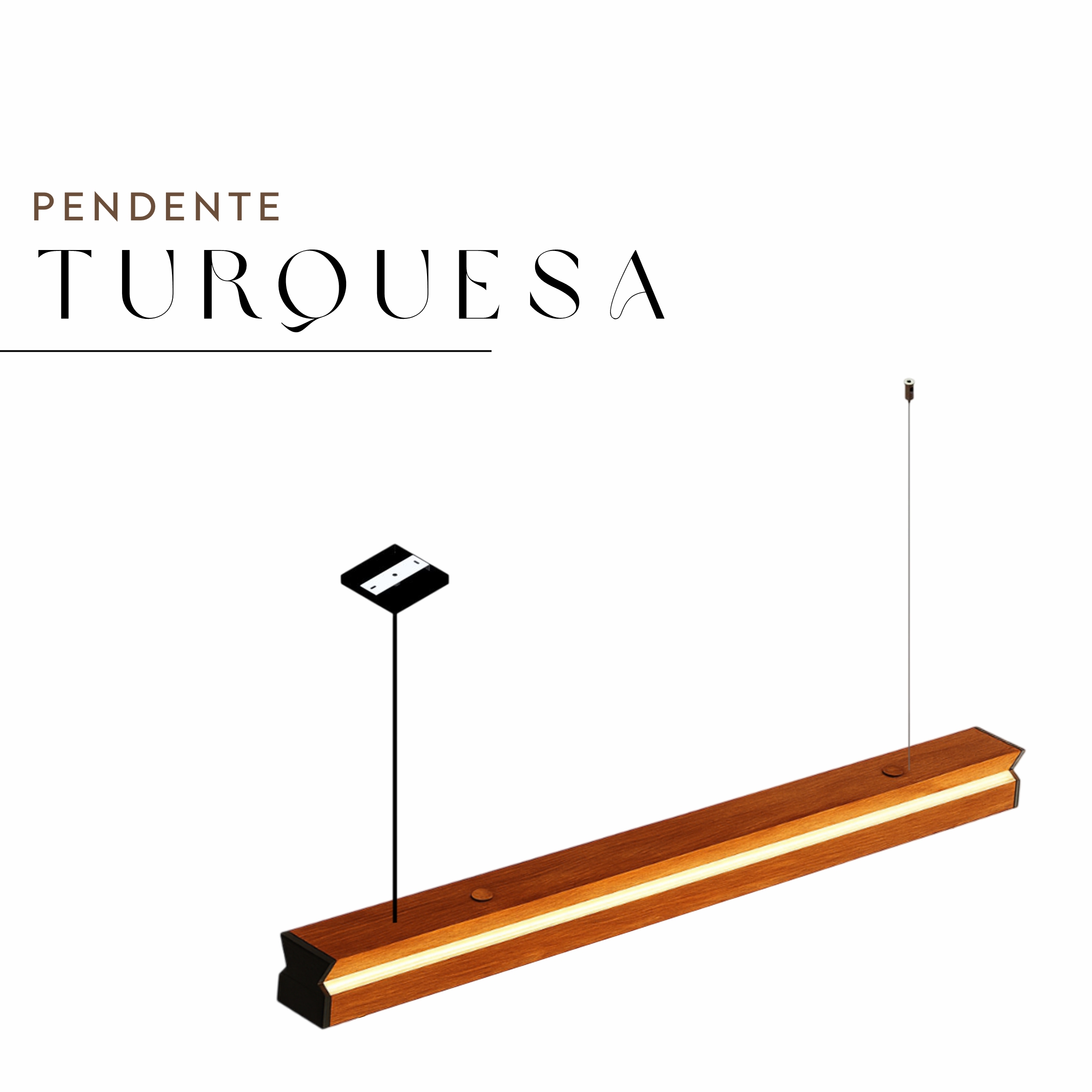 Pendente Led Turquesa 36w 4000lm Bivolt de Madeira Maciça Rústica de Demolição
