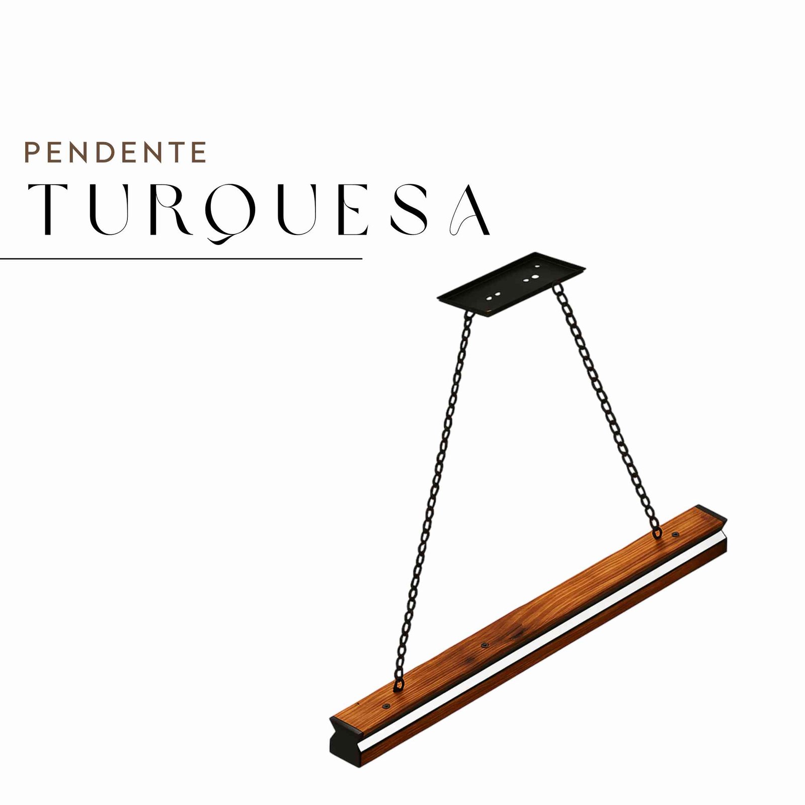 Pendente Led Turquesa 36w 4000lm Bivolt de Madeira Maciça Rústica de Demolição