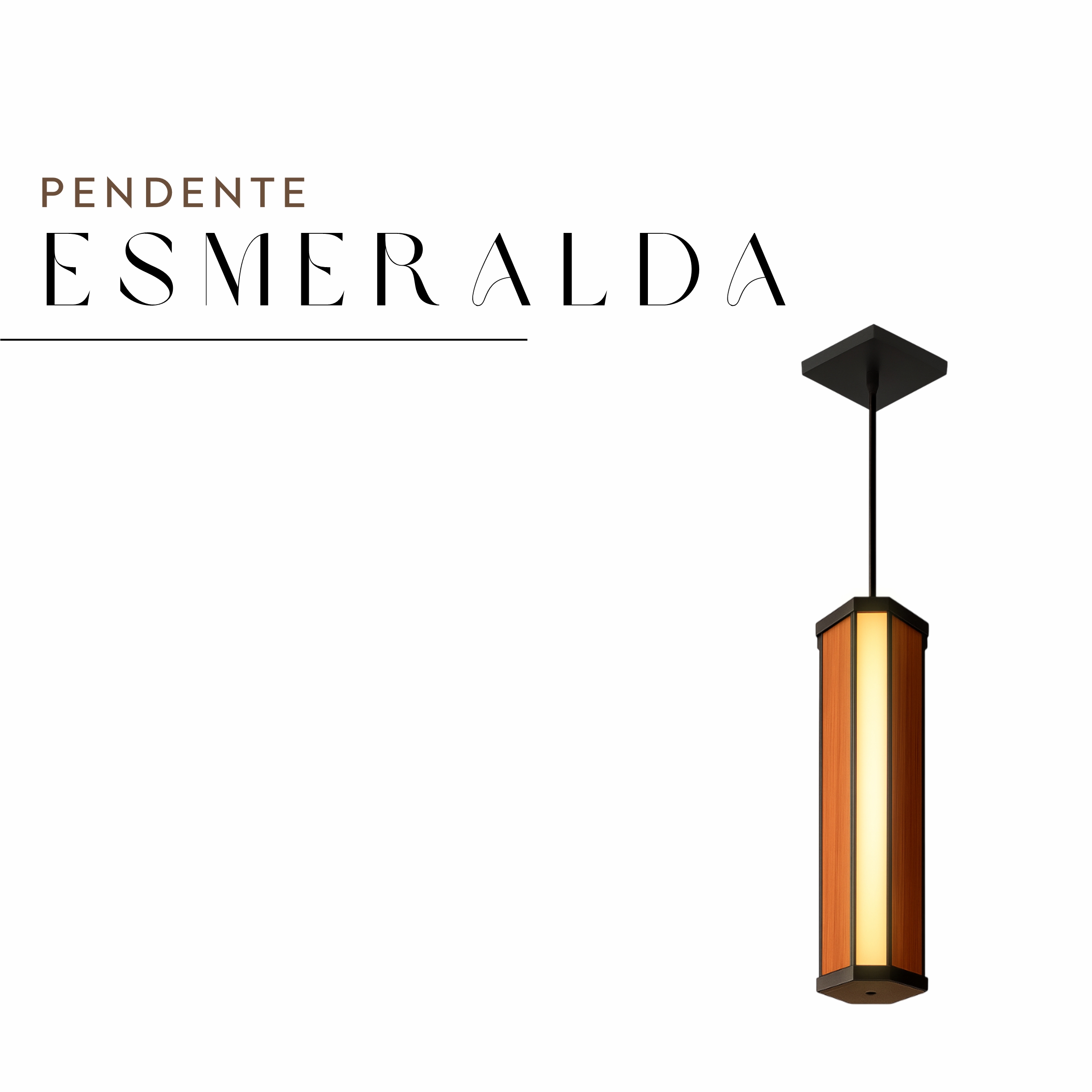 Pendente Led Esmeralda Canto 36w 4000lm Bivolt de Madeira Maciça Rústica de Demolição