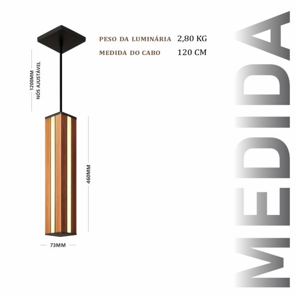 Pendente Led Esmeralda Centro 36w 4000lm Bivolt de Madeira Maciça Rústica de Demolição - Imagem 3
