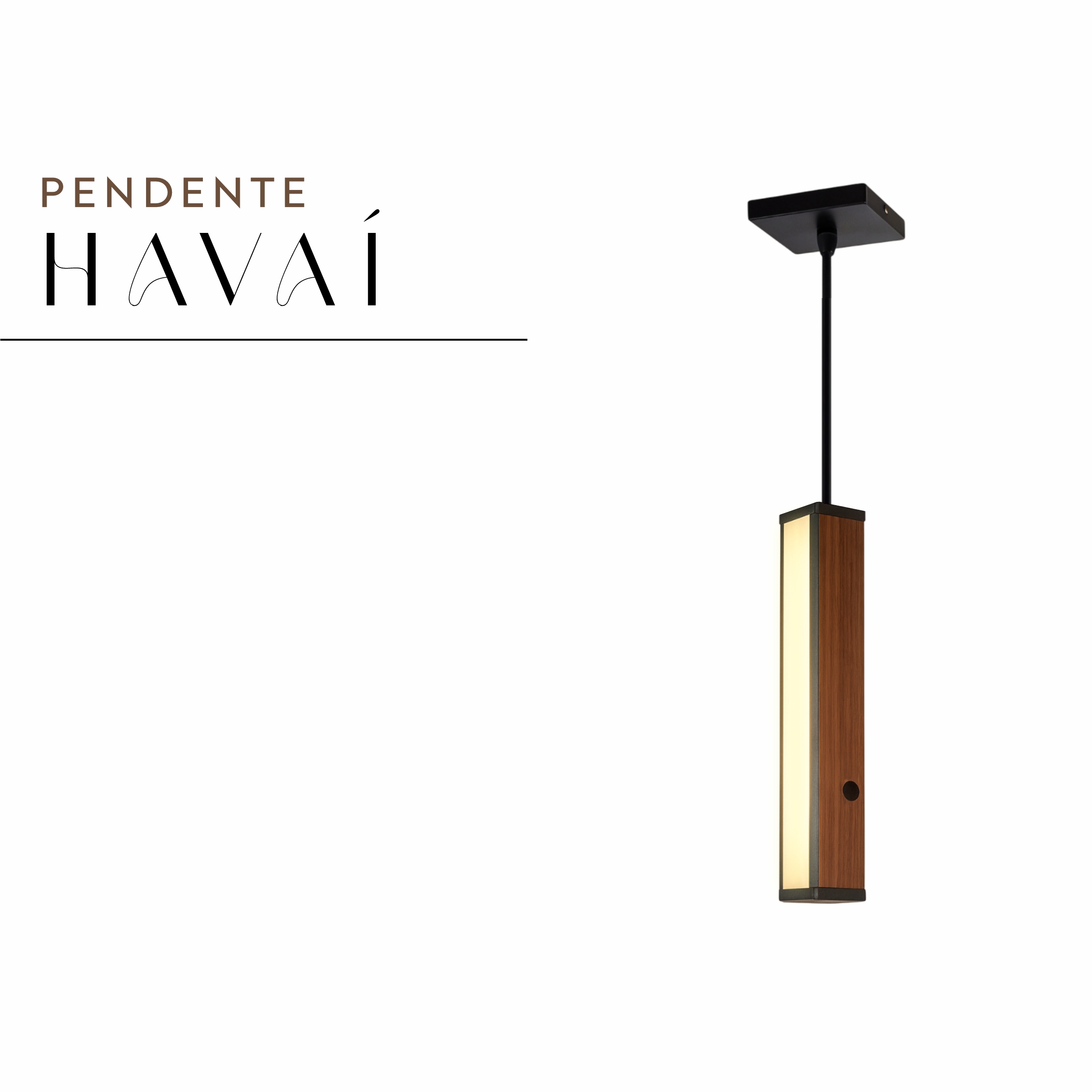Pendente Led Havaí Cabo PP 36w 4000lm Bivolt de Madeira Maciça Rústica de Demolição