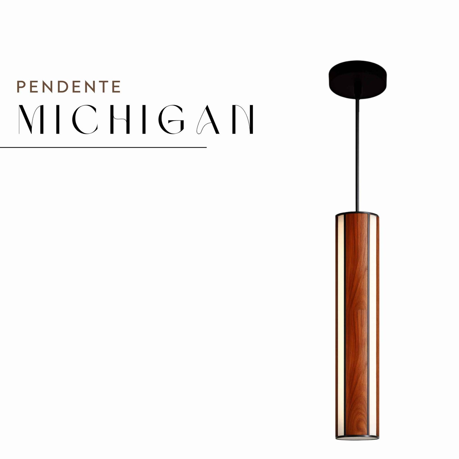 Pendente Led Michigan 36w 4000lm Bivolt de Madeira Maciça Rústica de Demolição