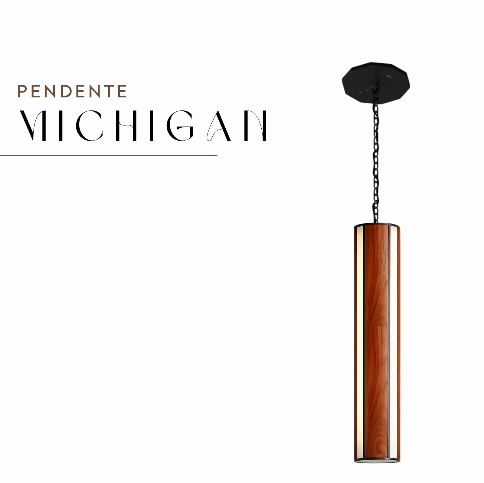 Pendente Led Michigan Corrente 36w 4000lm Bivolt de Madeira Maciça Rústica de Demolição