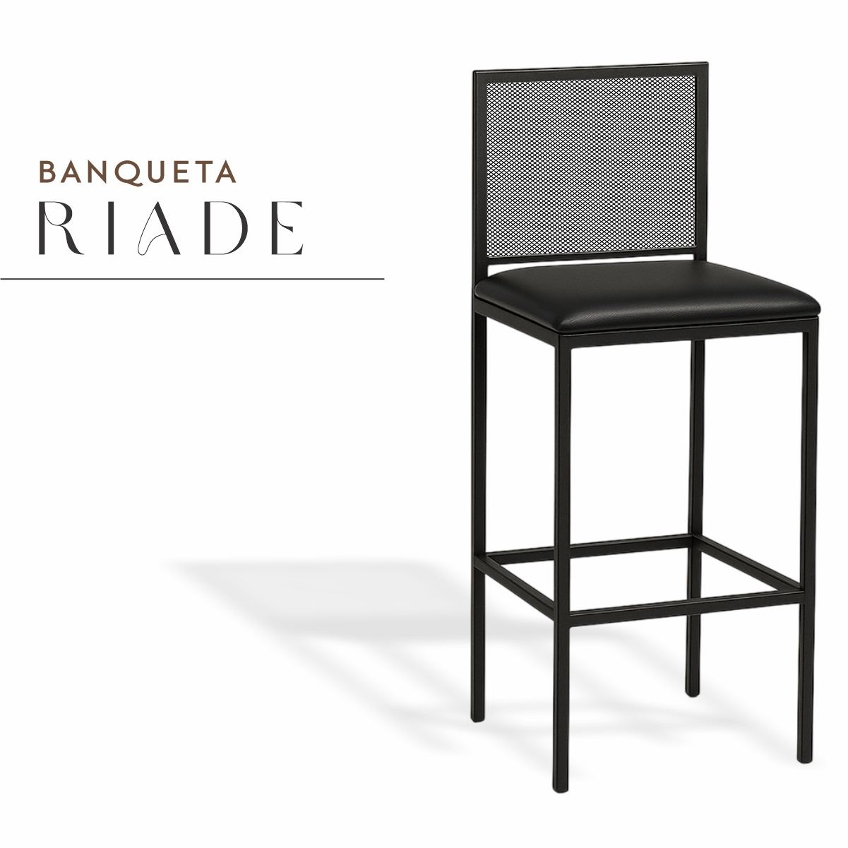 Banqueta Raide Preto com Corino de Aço com Pintura Eletrostática