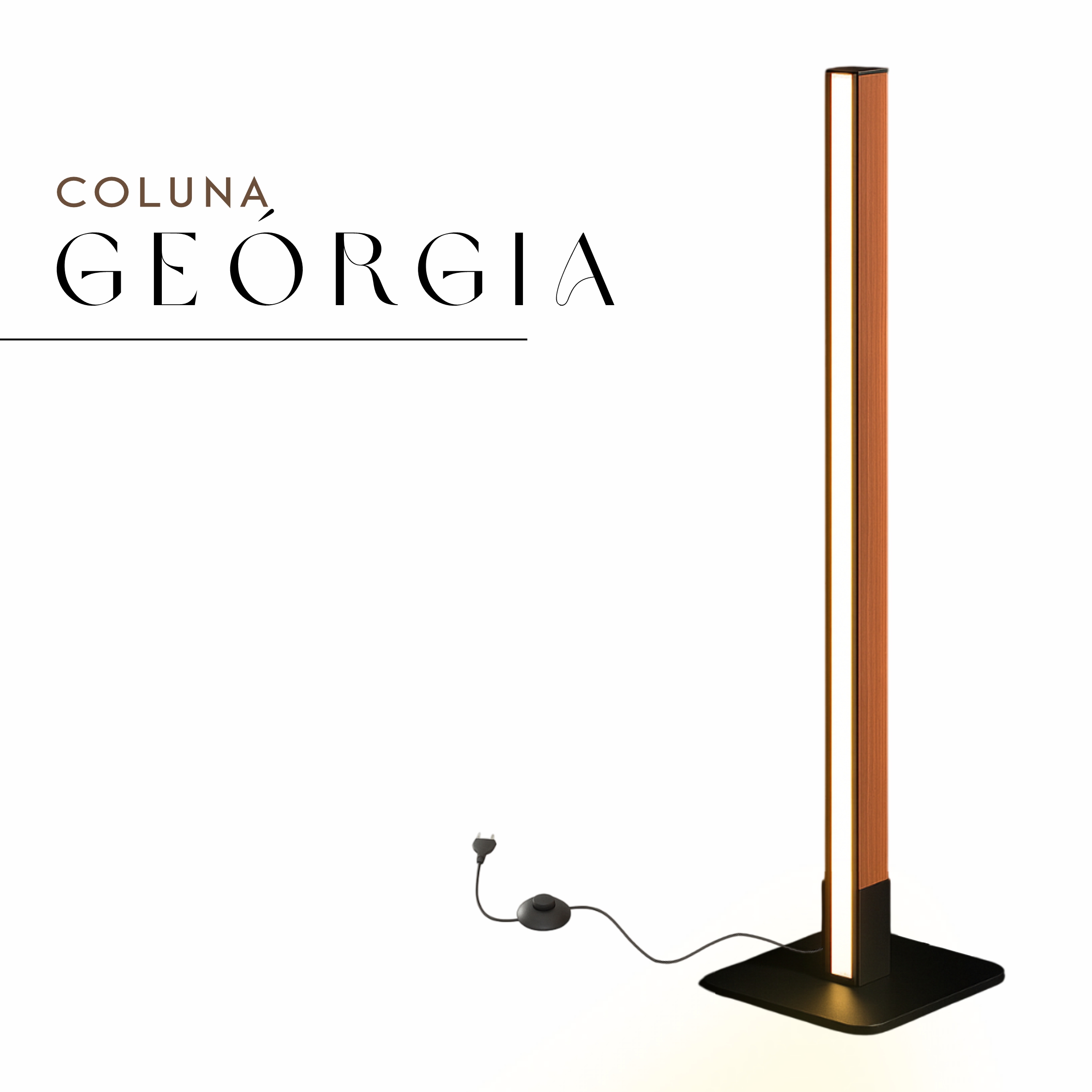 Coluna Led Geórgia 18w 2000lm Bivolt Madeira Maciça