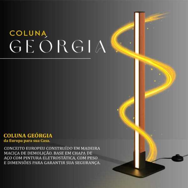 Coluna Led Geórgia 18w 2000lm Bivolt Madeira Maciça - Imagem 2
