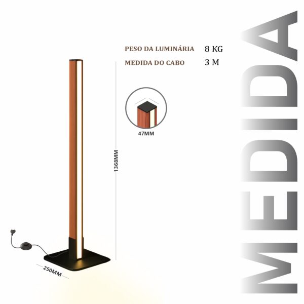 Coluna Led Geórgia 18w 2000lm Bivolt Madeira Maciça - Imagem 3