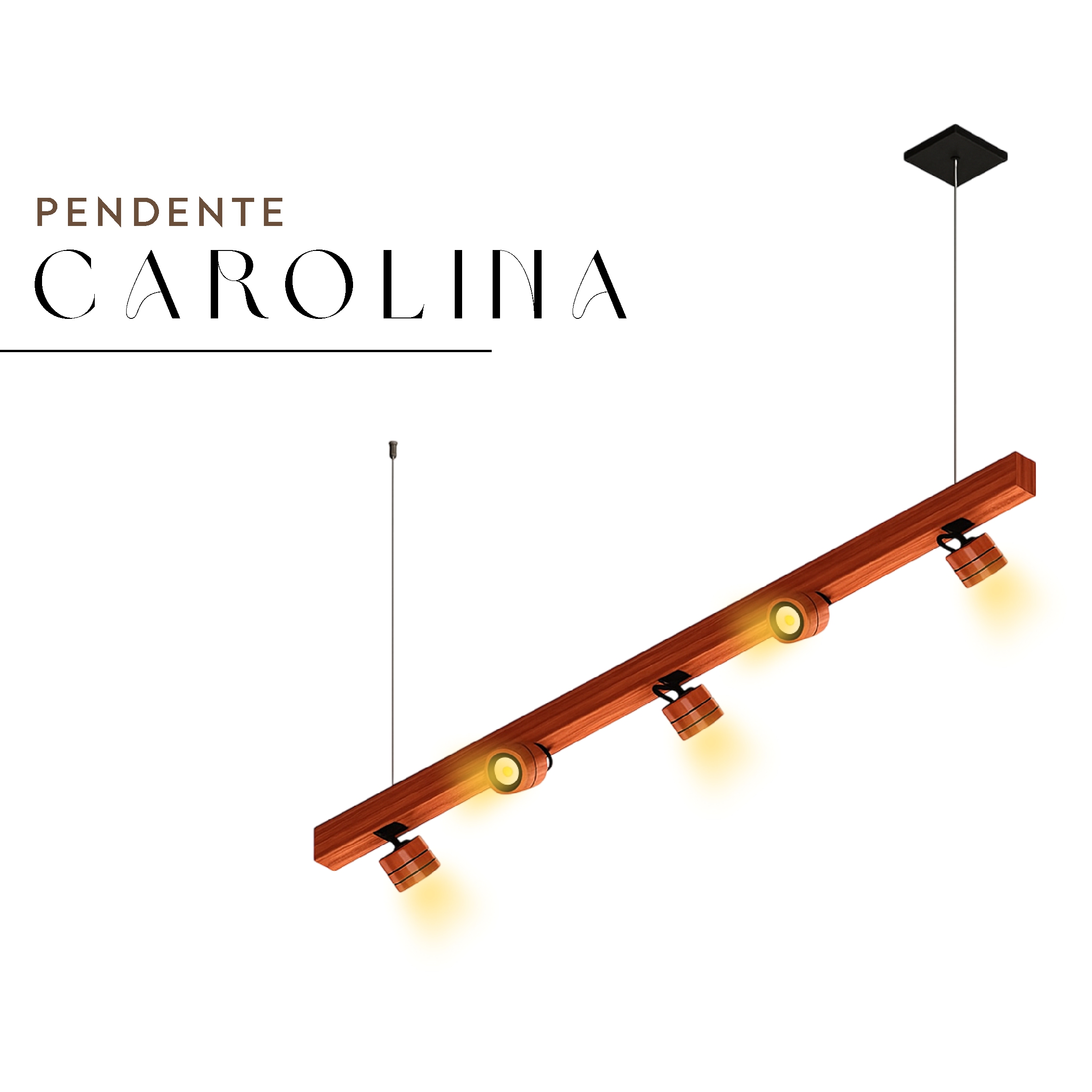 Pendente Led Carolina 35w 3500lm Madeira Maciça