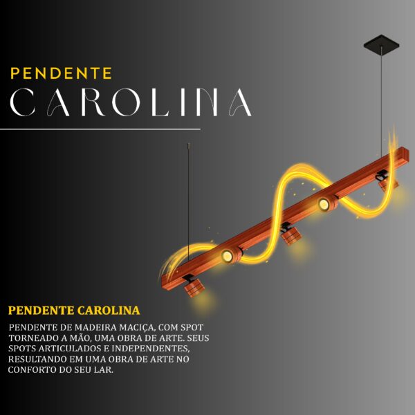Pendente Led Carolina 35w 3500lm Madeira Maciça - Imagem 2