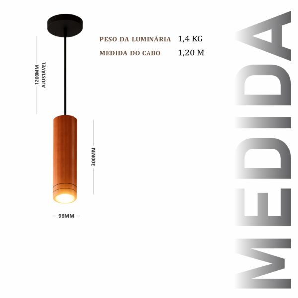 Pendente Led Alasca Spot 7w Bivolt Madeira Maciça - Imagem 3