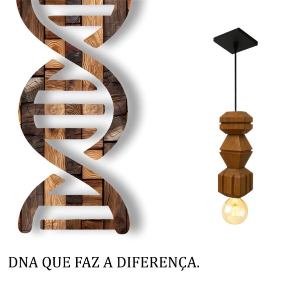 Pendente Antares Cabo PP de Madeira Maciça Rústica de Demolição - Imagem 5