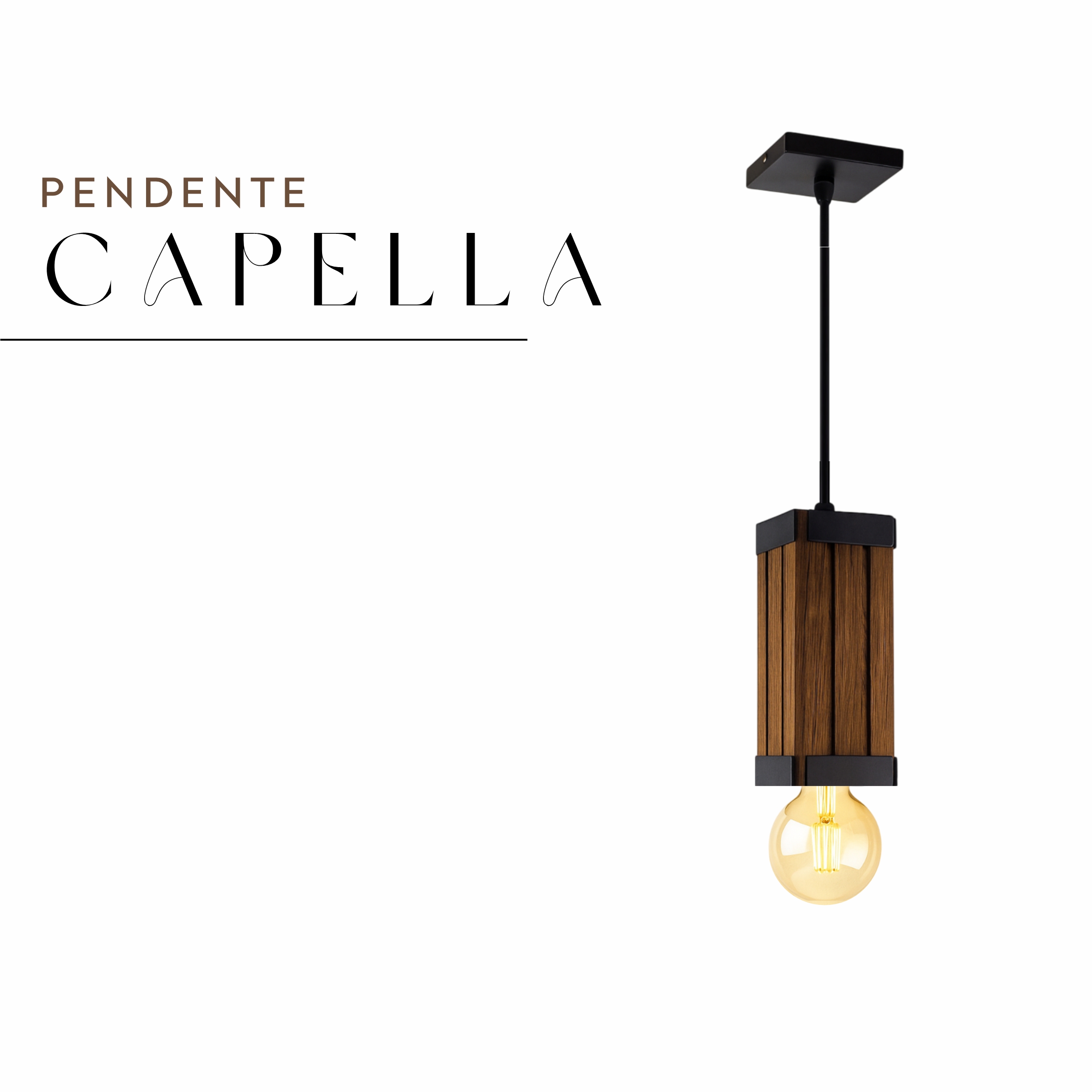 Pendente Capella Cabo PP Madeira Maciça