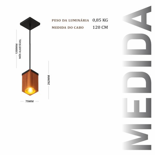 Pendente França Cabo PP de Madeira Maciça Rústica de Demolição - Imagem 3