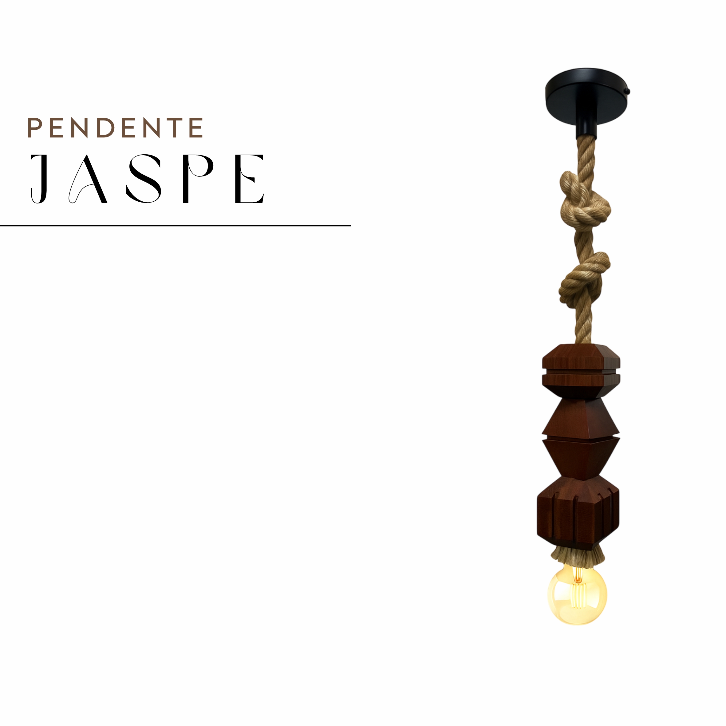 Pendente Jaspe Corda Rosca E27