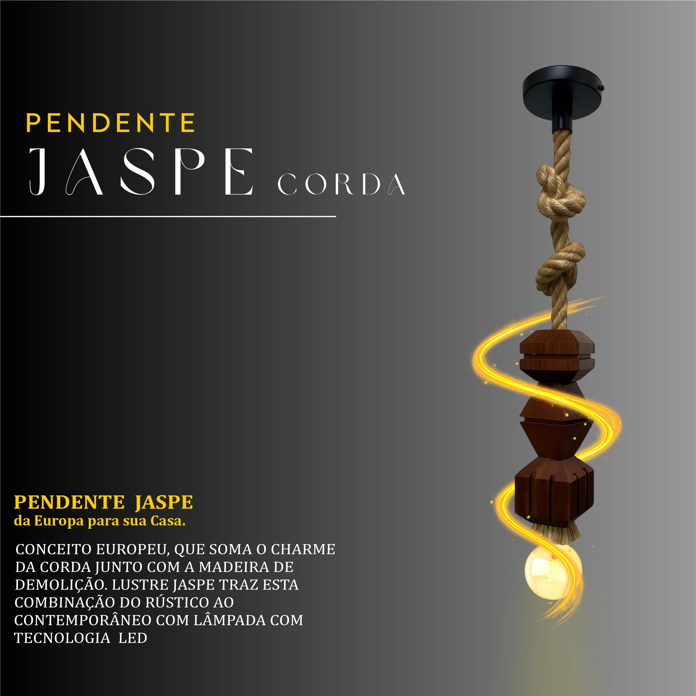 Pendente Jaspe Corda Rosca E27