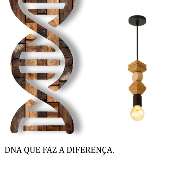 Pendente Led Opala Cabo PP de Madeira Maciça Rústica de Demolição - Imagem 5