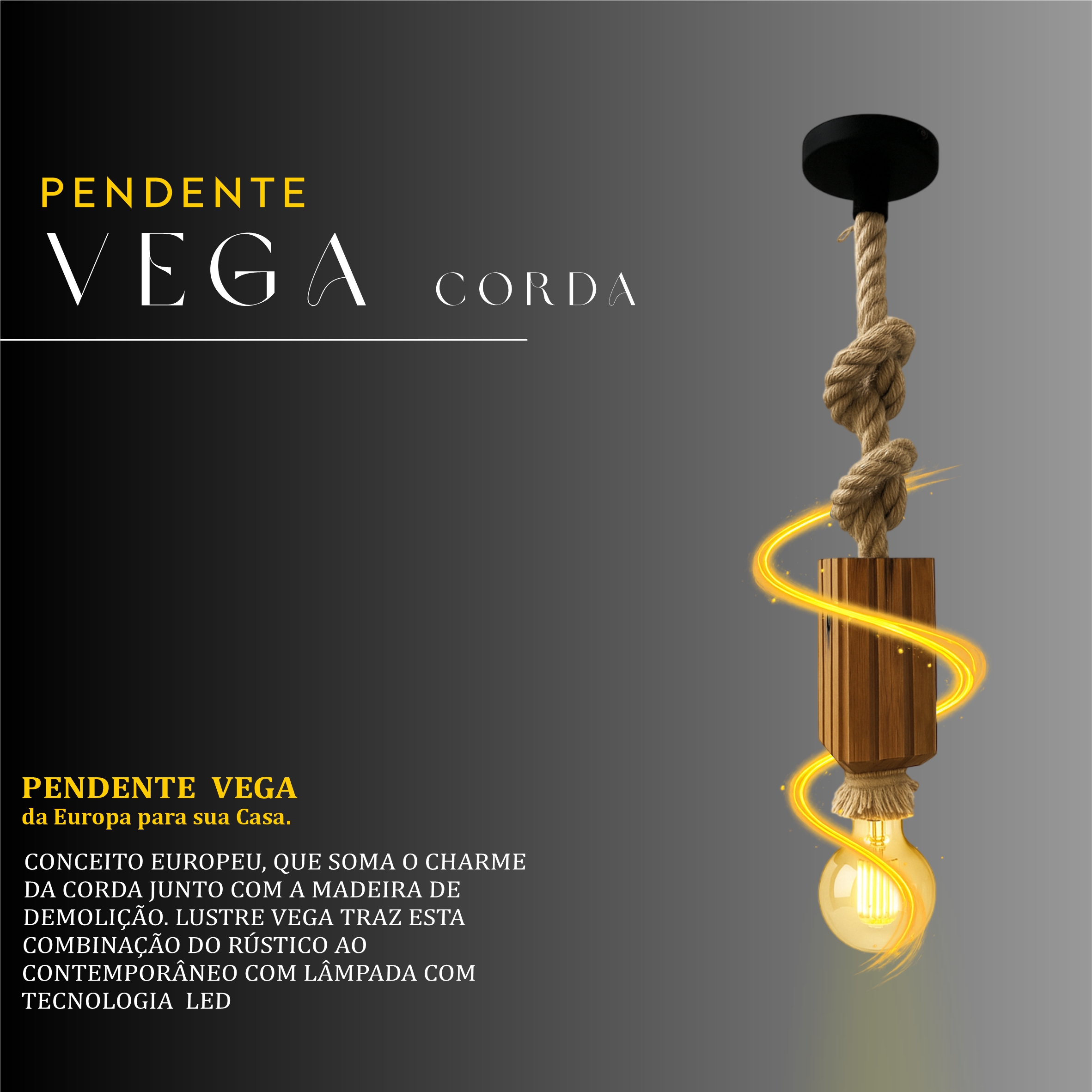 Pendente Vega Corda Rosca E27