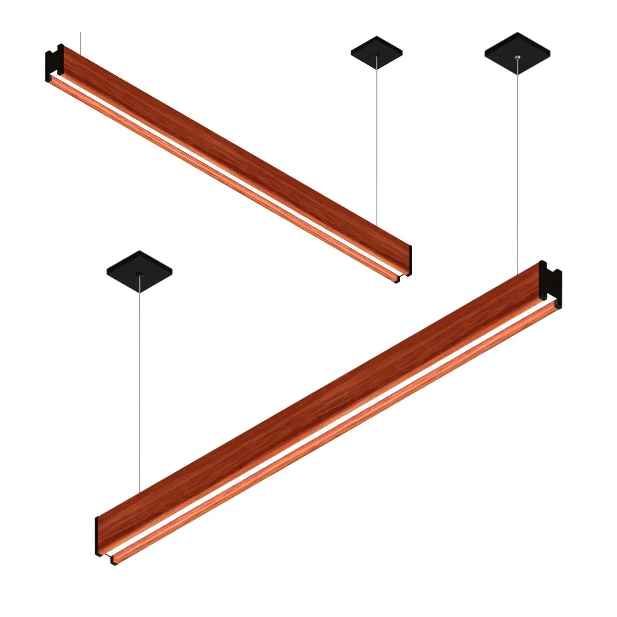 Pendente Led Montana Dois Perfis 72w 8000lm Bivolt Madeira Maciça