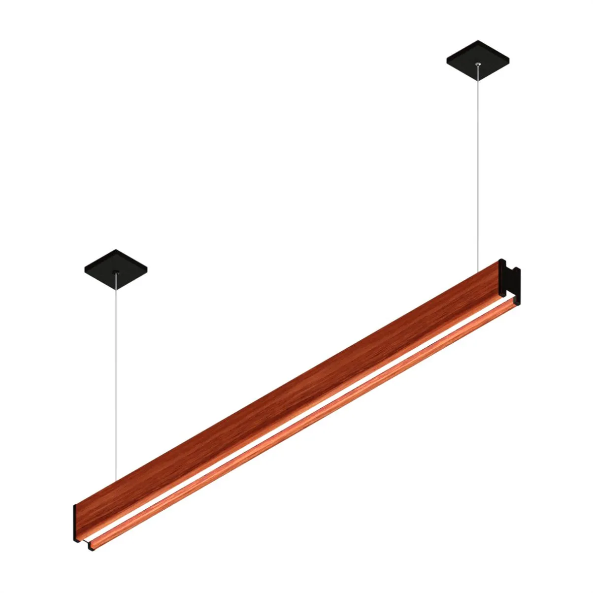 Pendente Led Montana Dois Perfis 72w 8000lm Bivolt Madeira Maciça