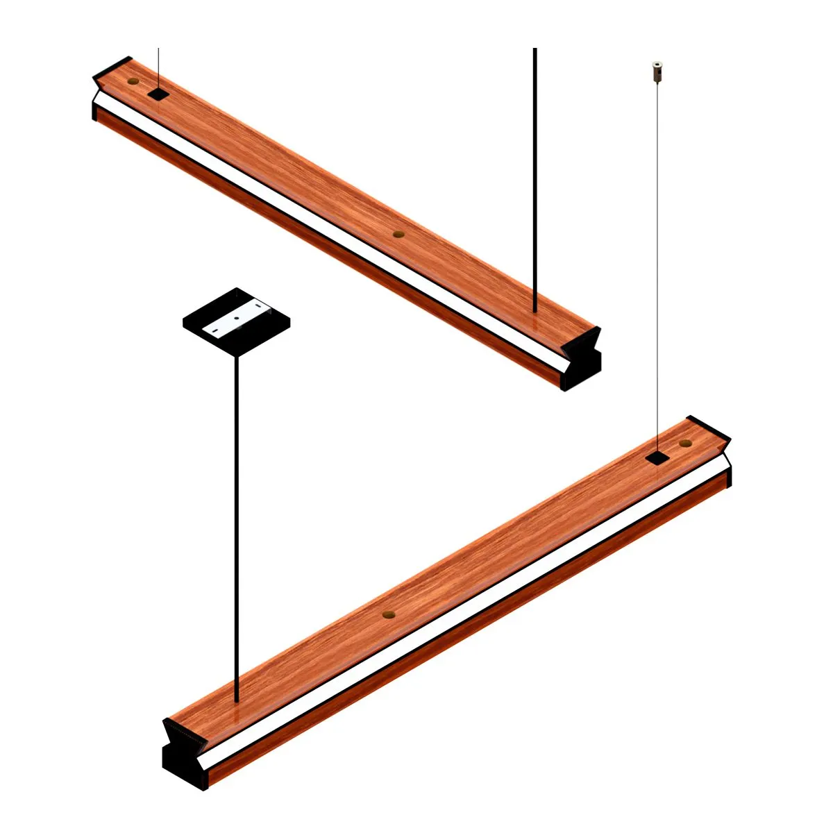 Pendente Led Turquesa 36w 4000lm Bivolt Madeira Maciça