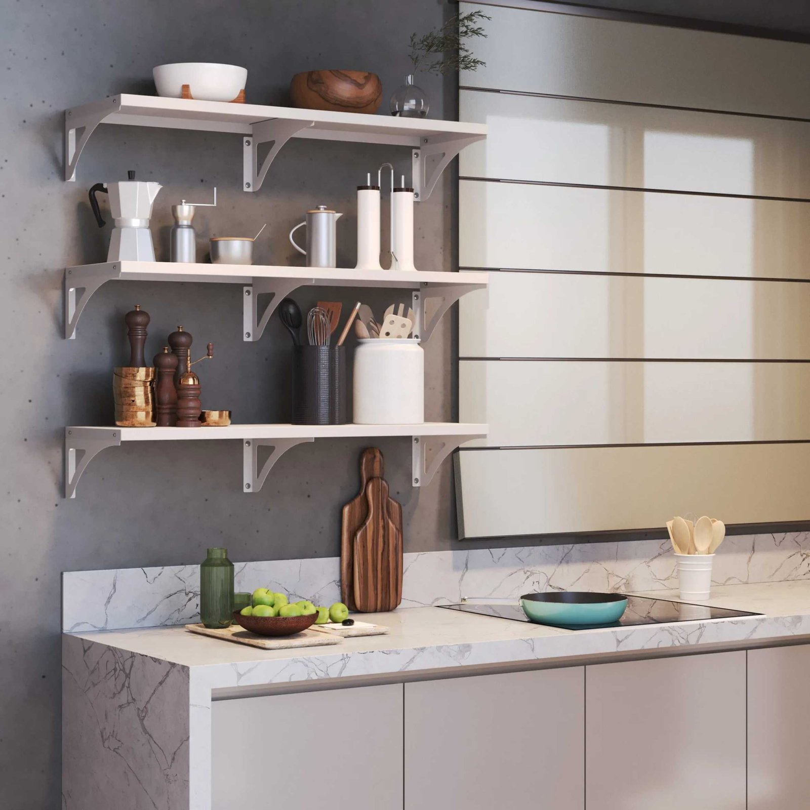 Prateleira Andorra Aço Com Pintura Eletrostática Cor Branca 980x300mm