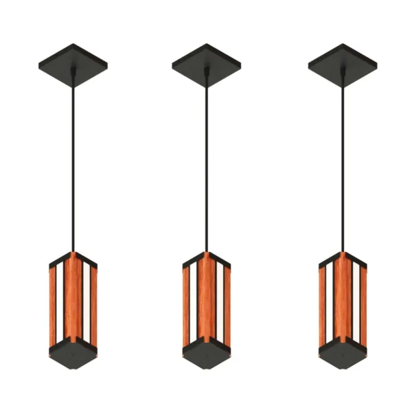 Pendente Led Ágata Centro 18w 2000lm Bivolt Madeira Maciça - Imagem 4