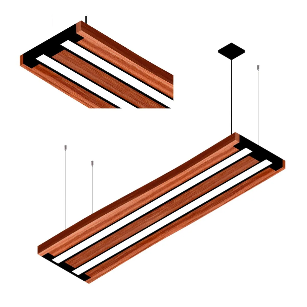 Pendente Led Alpha 72w 8000lm Bivolt Prancha Madeira De Pinus