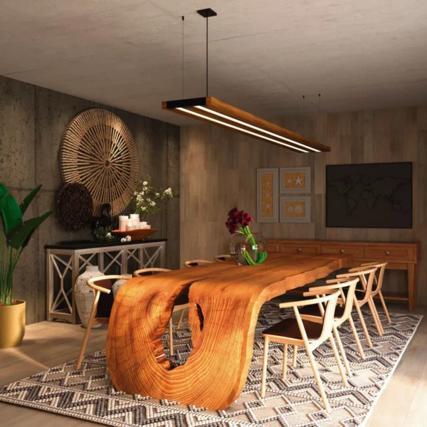 Pendente Led Atria 72w 8000lm Bivolt Prancha Madera De Pinus - Imagem 11