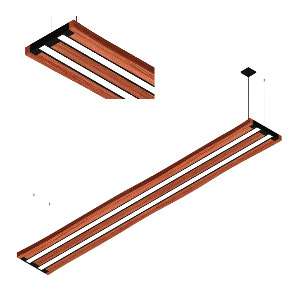 Pendente Led Atria 72w 8000lm Bivolt Prancha Madera De Pinus