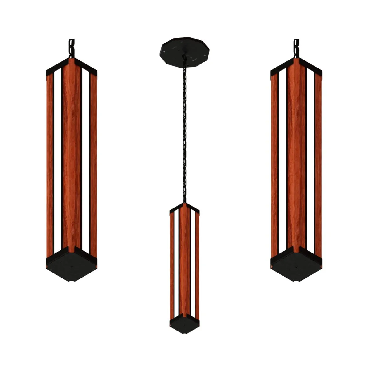Pendente Led Esmeralda Centro 36w 4000lm Bivolt Madeira Maciça