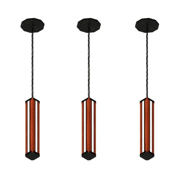 Pendente Led Esmeralda Centro 36w 4000lm Bivolt Madeira Maciça - Imagem 4