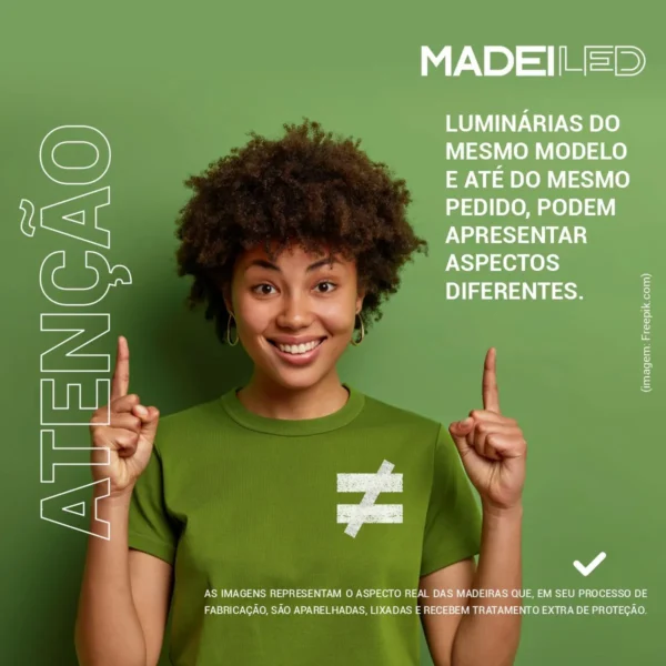 Luminária Perseu 12w Bivolt Madeira Maciça - Imagem 10