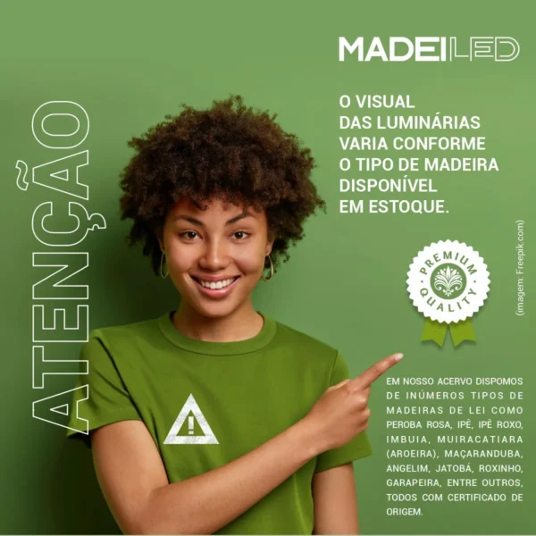 Luminária Perseu 12w Bivolt Madeira Maciça - Imagem 8