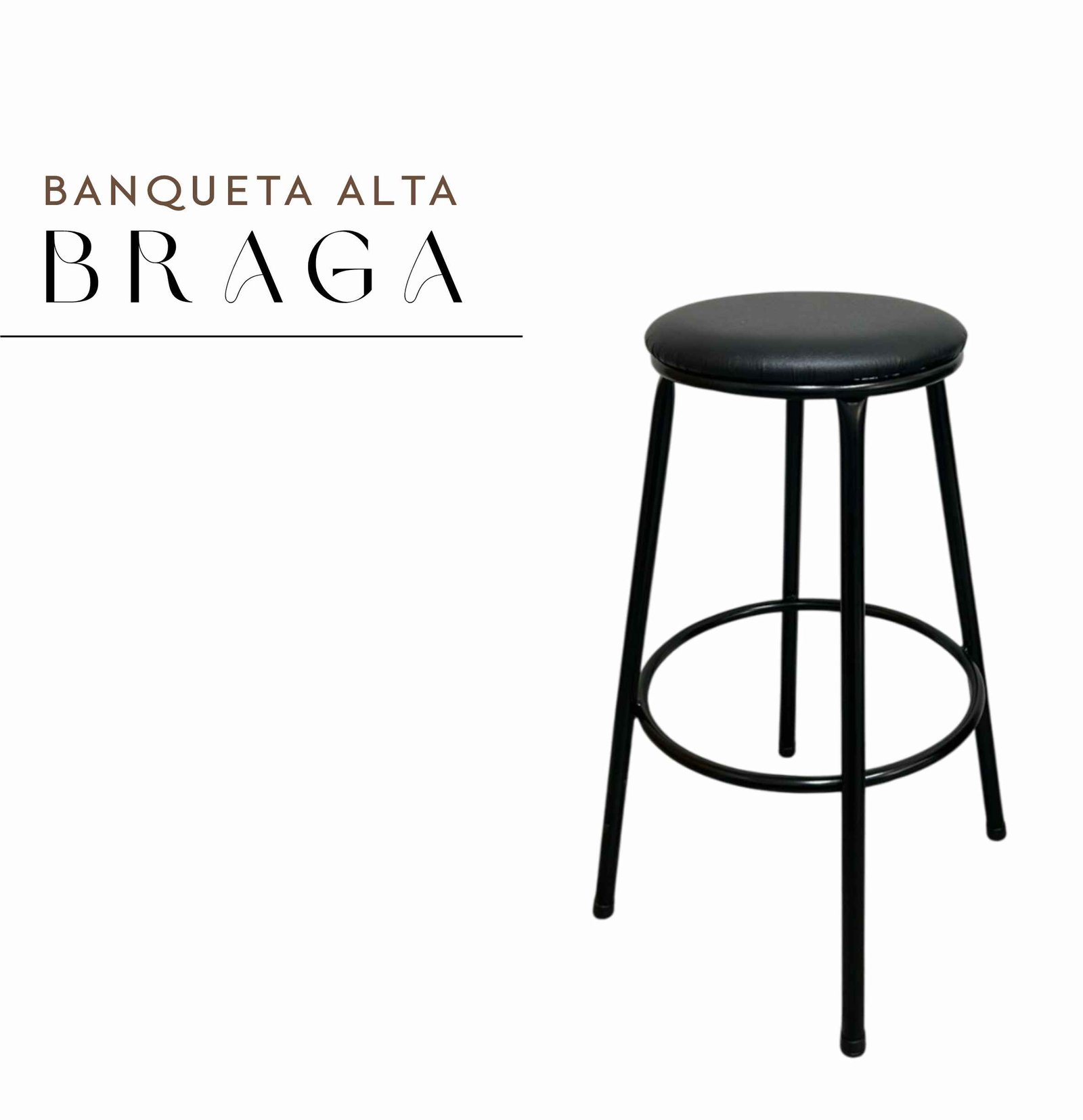 Banqueta Alta Braga de Aço com Pintura Eletrostática