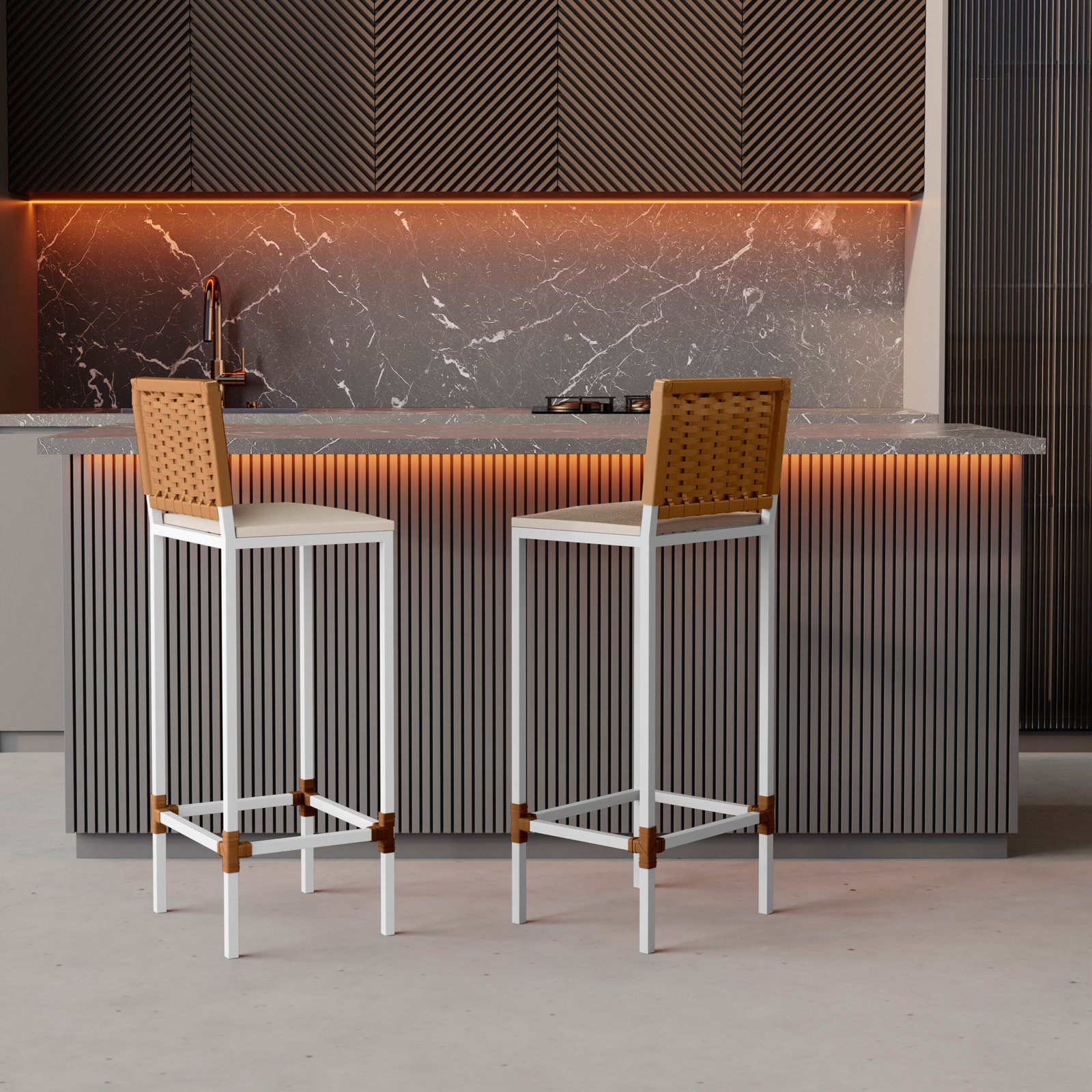 Banqueta Turquia Branca Junco de Aço com Pintura Eletrostática