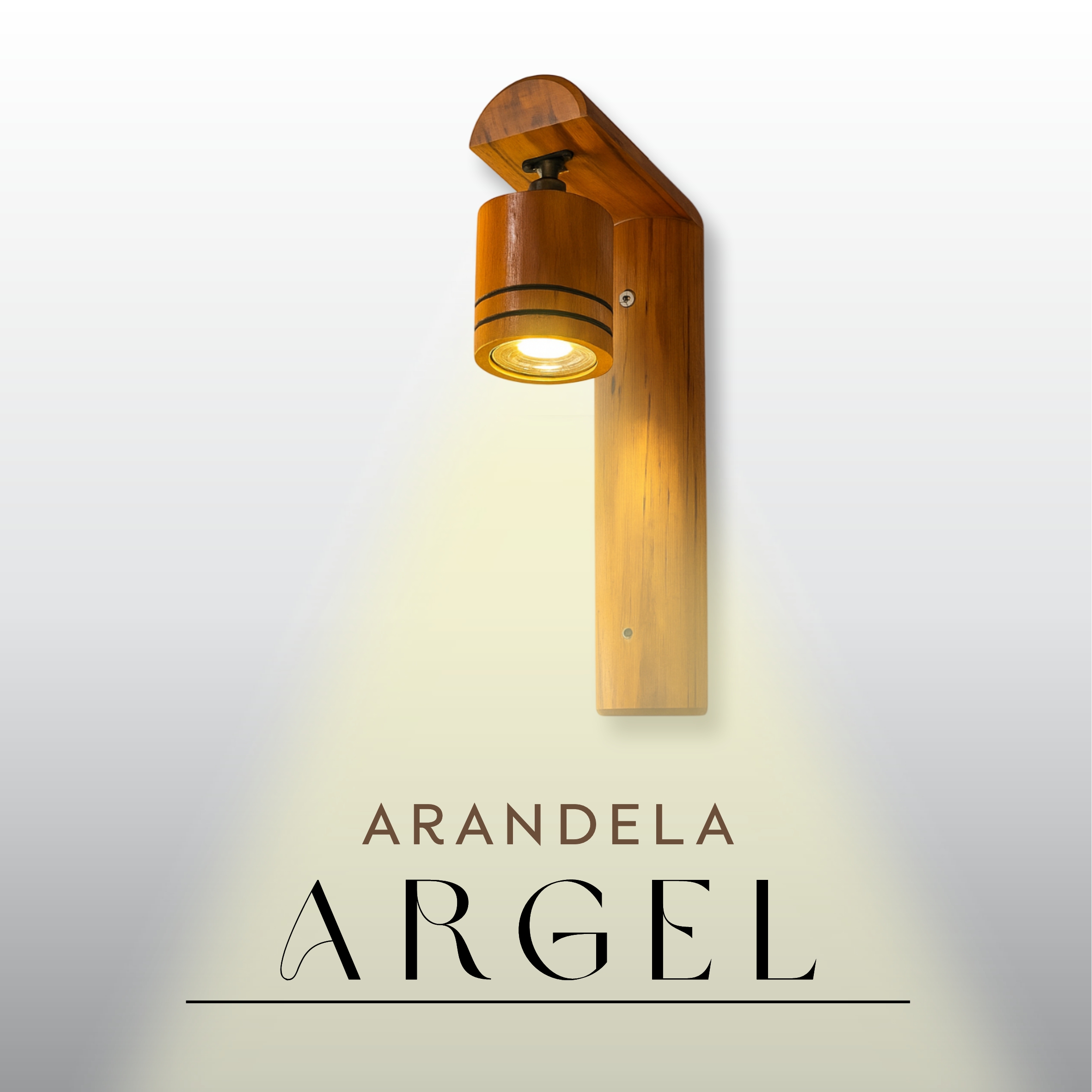 Arandela Argel Com Spot de Madeira Maciça Rústica de Demolição