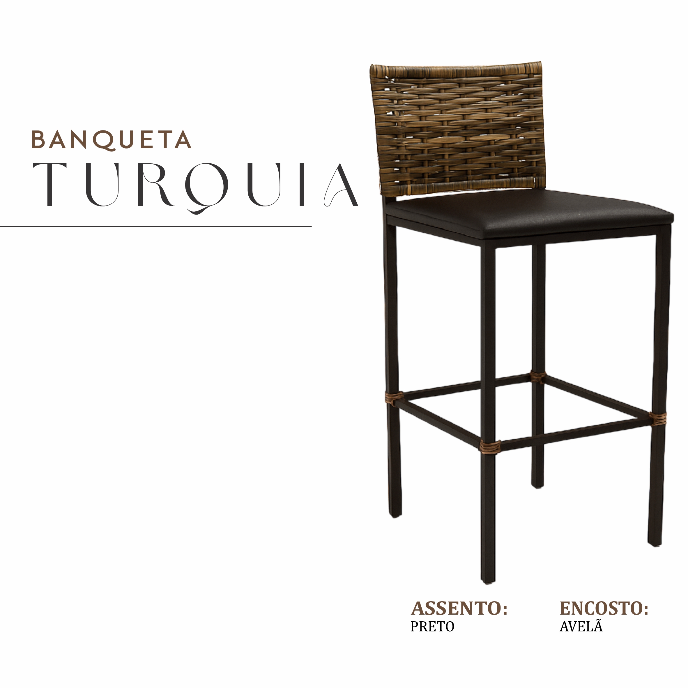 Banqueta Turquia Preta Junco Avela