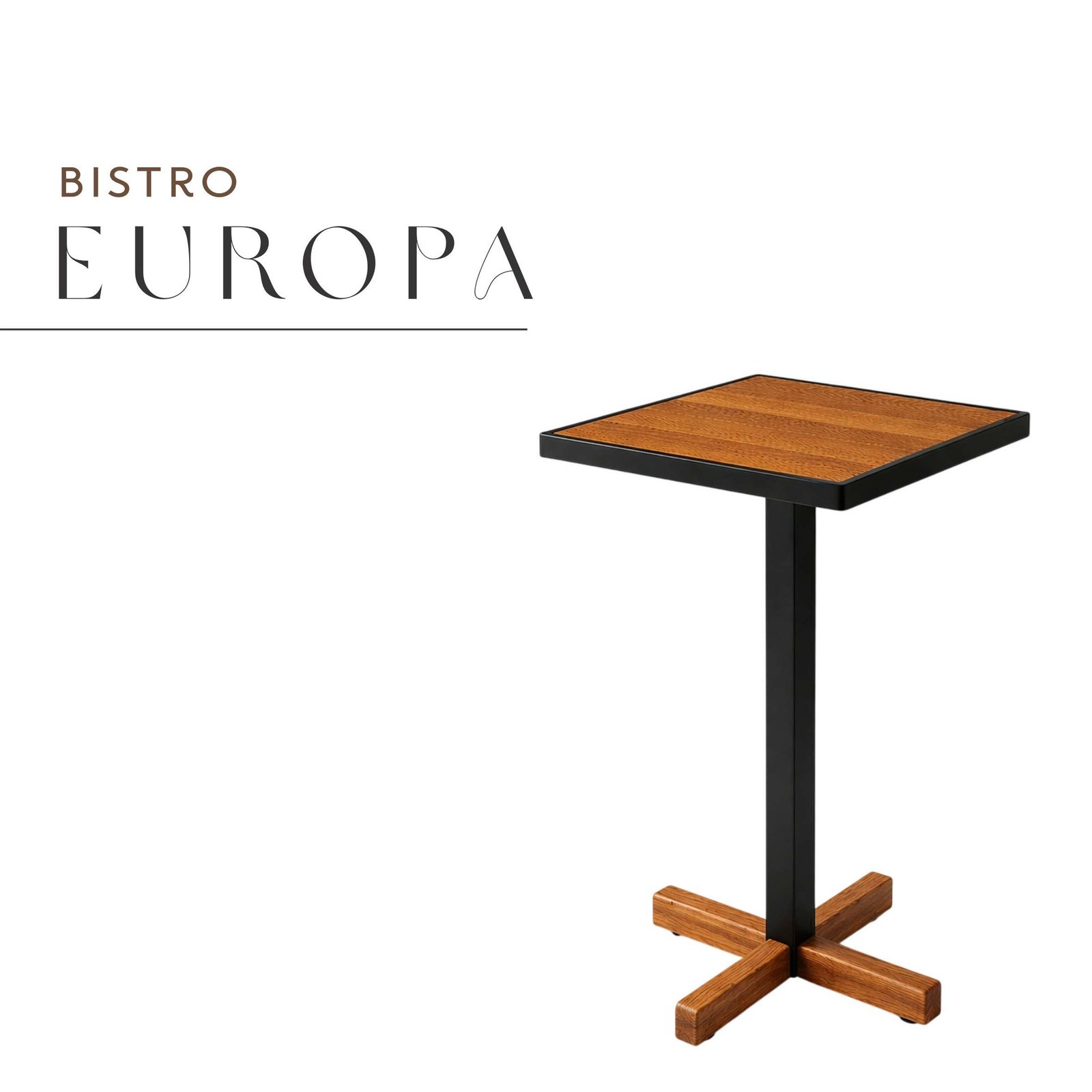 Bistrô Europa de Aço com Madeira Maciça Rústica de Demolição