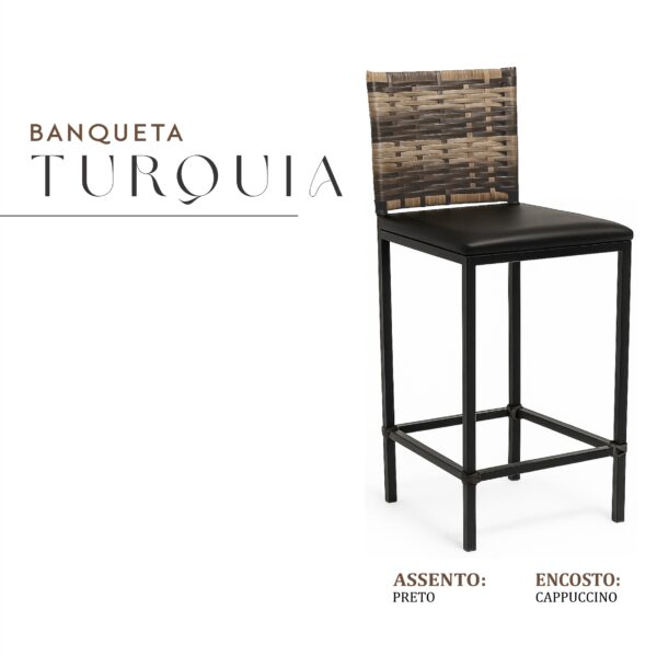 Banqueta Turquia Preta Junco Cappuccino