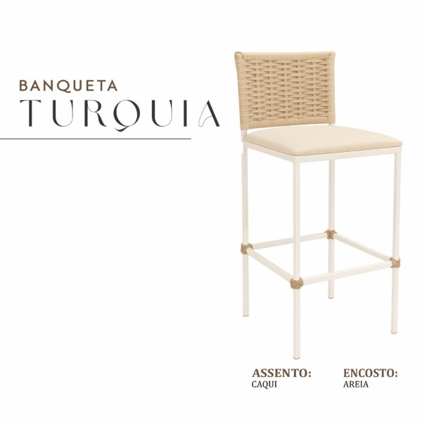 Banqueta Turquia Branca Junco Areia