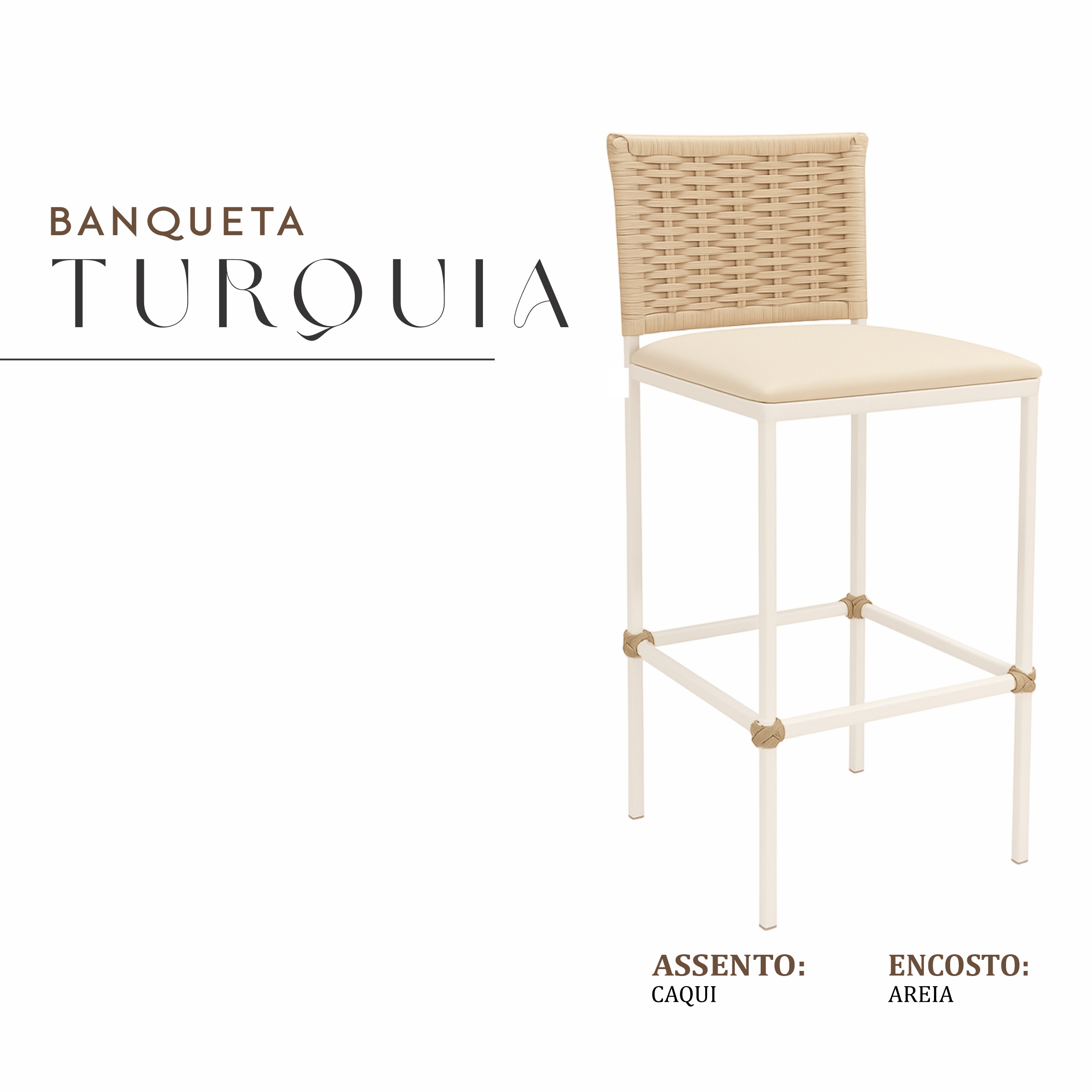 Banqueta Turquia Branca Junco Areia