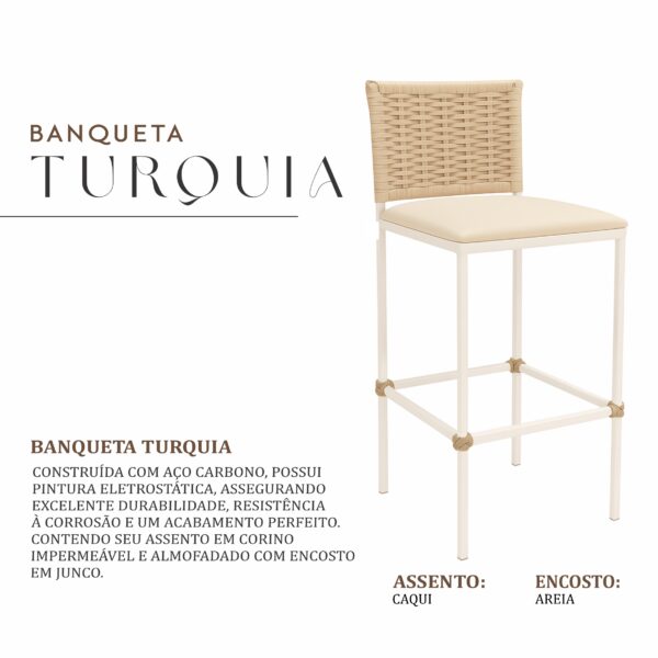 Banqueta Turquia Branca Junco Areia - Imagem 2