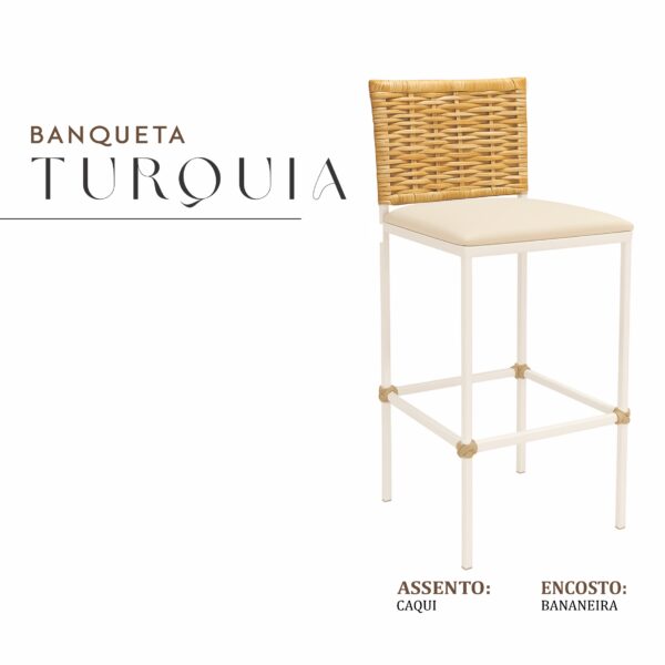 Banqueta Turquia Branca Junco Bananeira