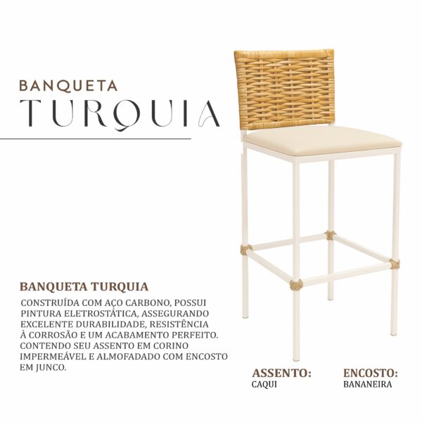 Banqueta Turquia Branca Junco Bananeira - Imagem 2