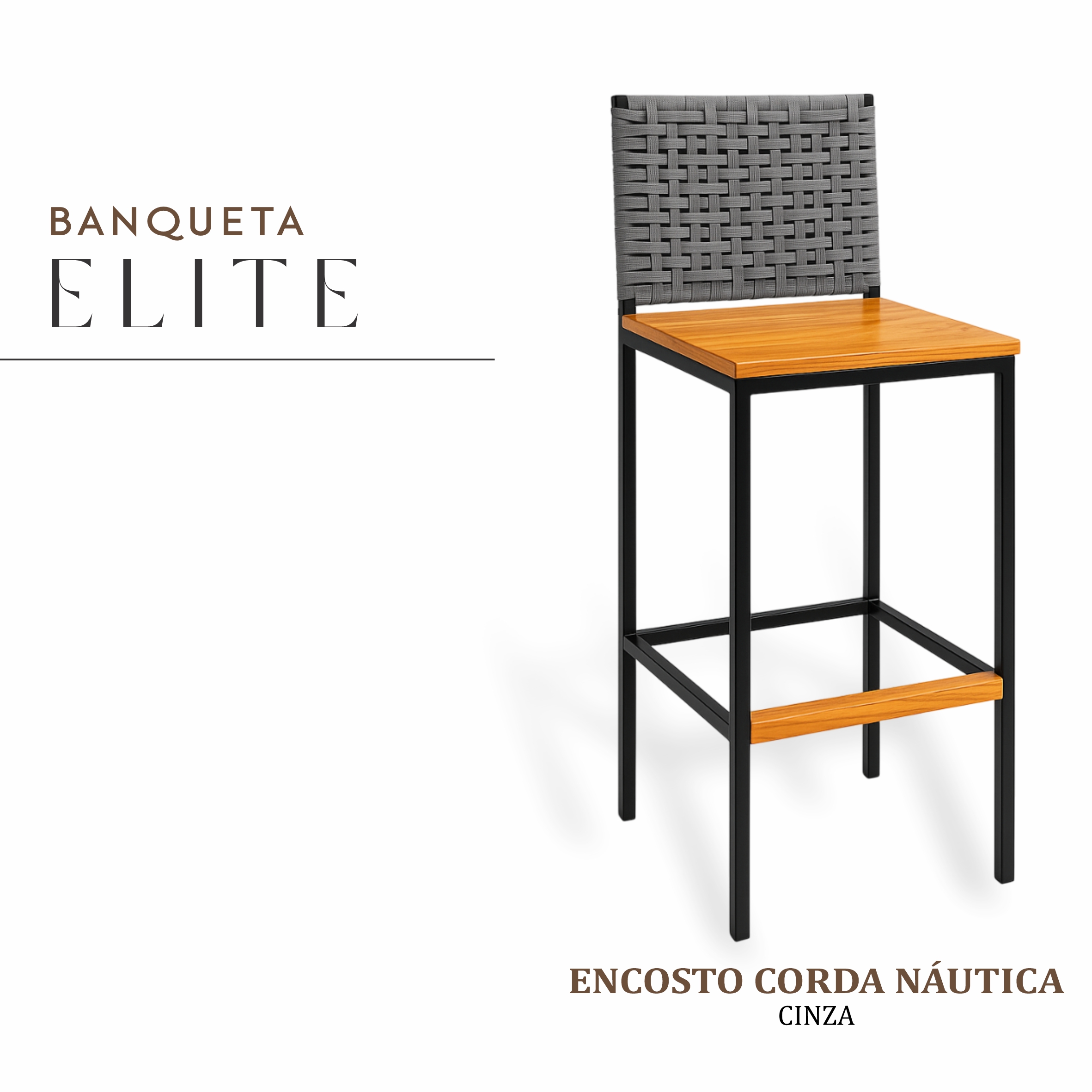 Banqueta Elite Corda Náutica Cinza