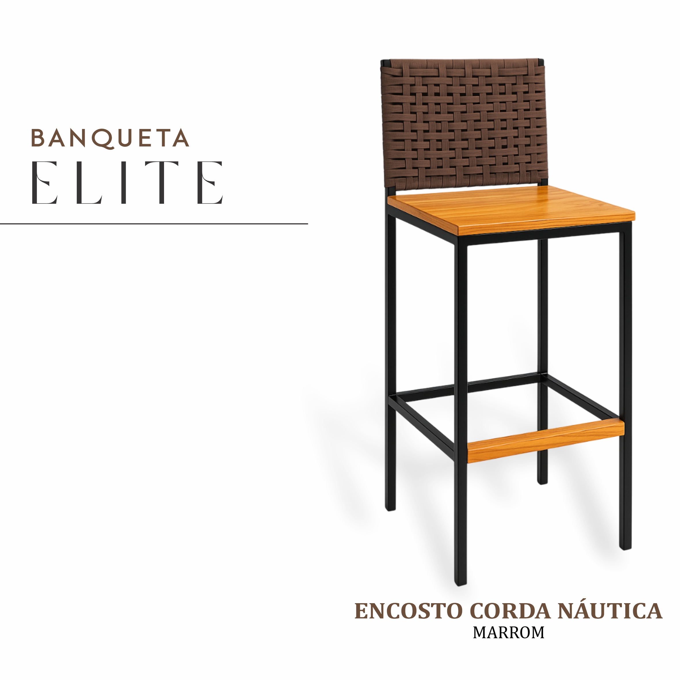 Banqueta Elite Corda Náutica Marrom