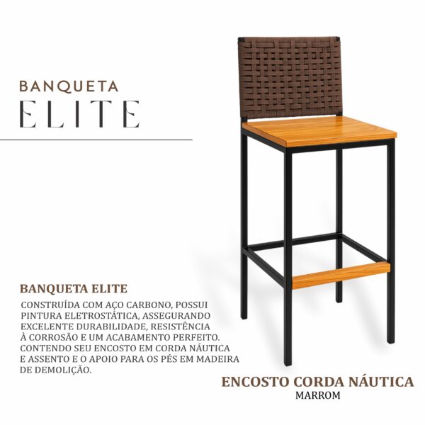 Banqueta Elite Corda Náutica Marrom - Imagem 2