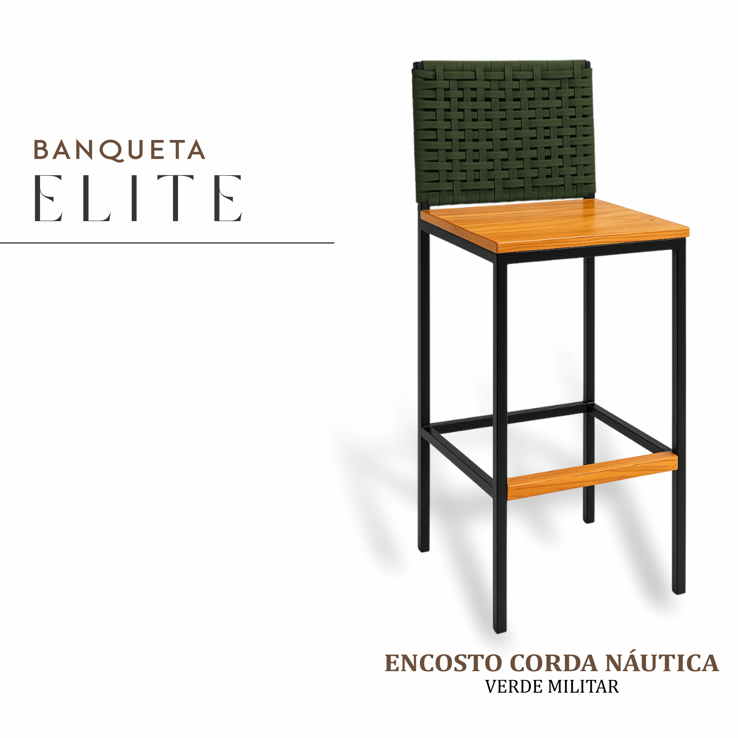 Banqueta Elite Corda Náutica Verde Militar
