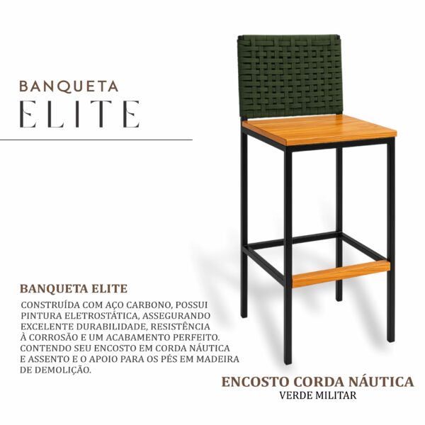 Banqueta Elite Corda Náutica Verde Militar - Imagem 2