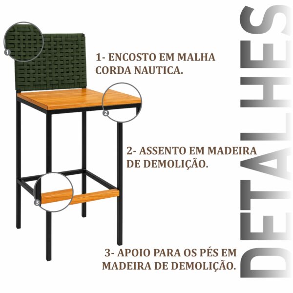Banqueta Elite Corda Náutica Verde Militar - Imagem 4